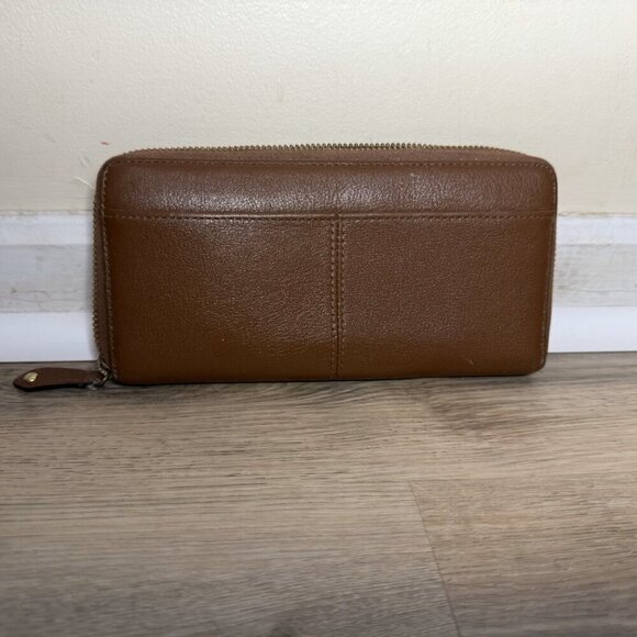 Coach Leather Accordion Long Wallet in Tan / Camel Brown - Picture 2 of 3